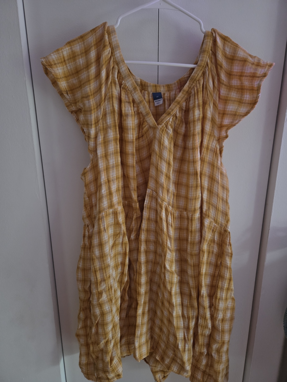 Plus-Size Yellow Plaid V-Neck Summer Dress